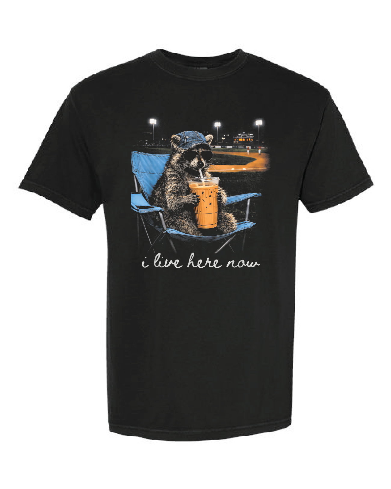 RACCOON "I LIVE HERE NOW" TSHIRT