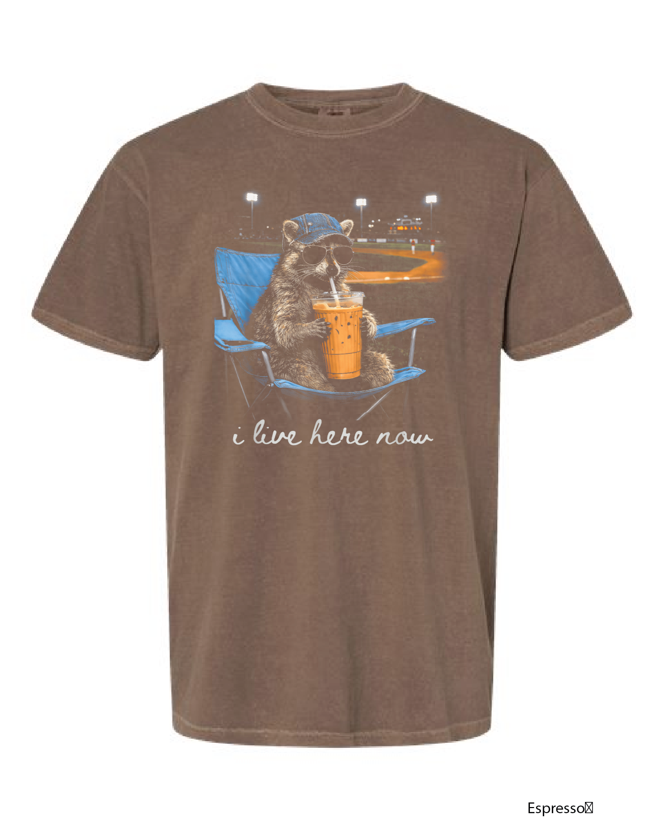 RACCOON "I LIVE HERE NOW" TSHIRT