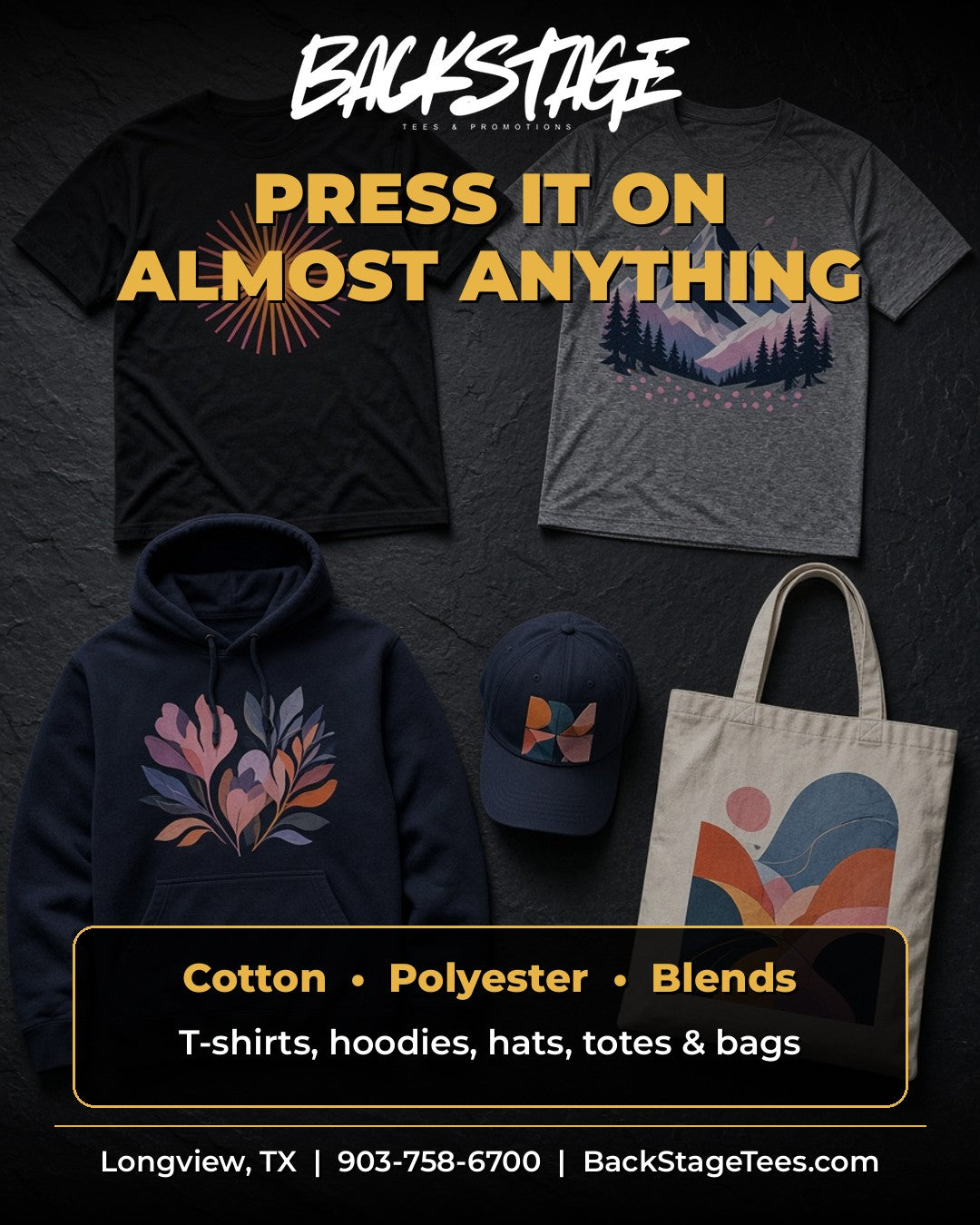 DTF transfers work on cotton, polyester, blends, hats and bags - Backstage Tees